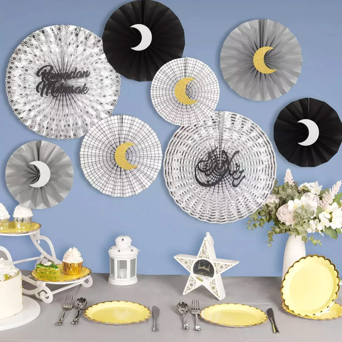 Ramadan Paper Fan set 6ct — detail