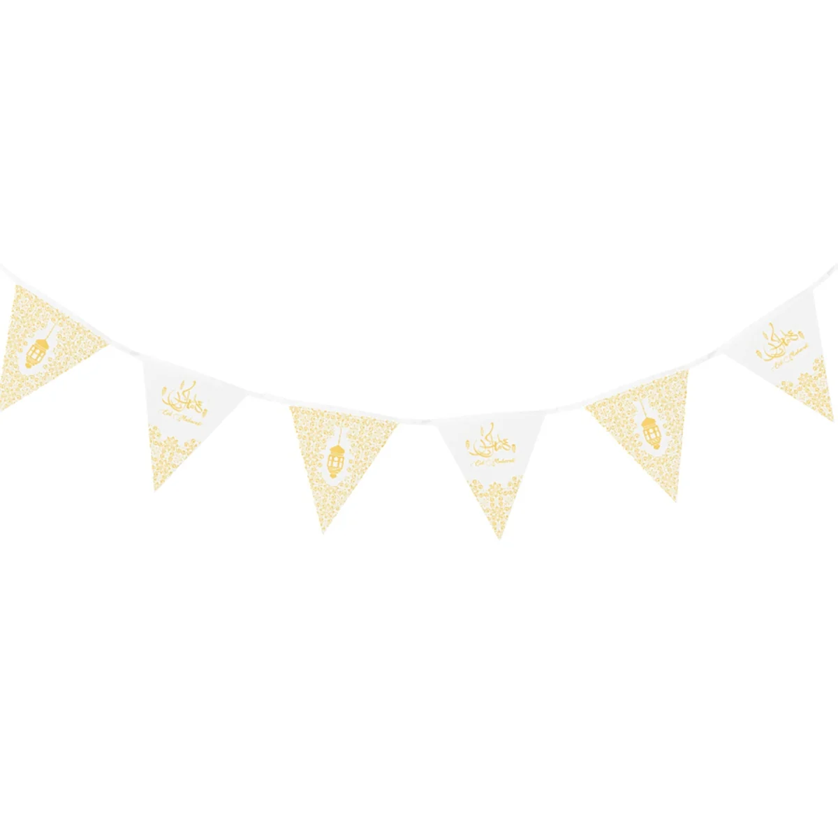 Eid Triangle Flag Bunting White Gold 300cm — detail