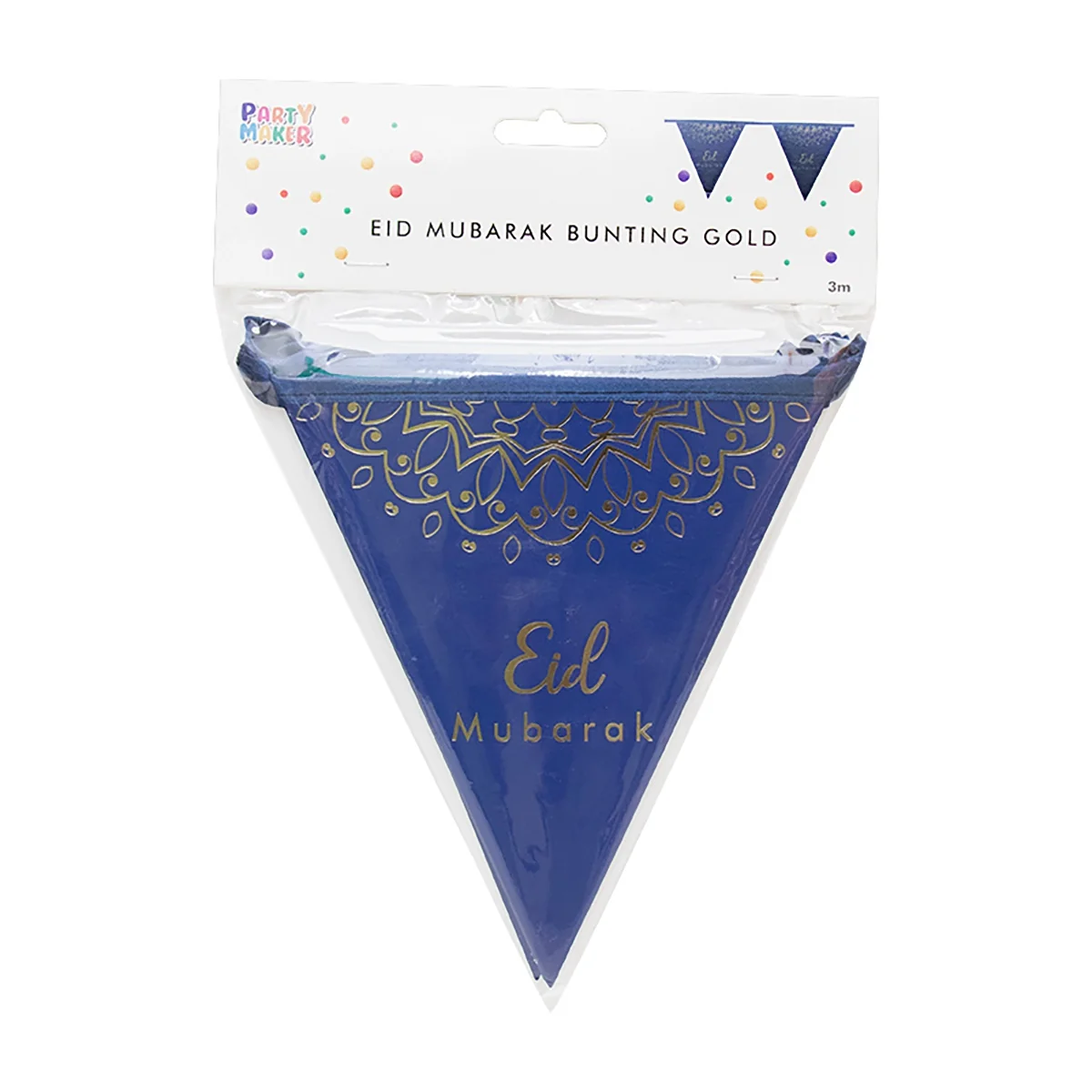 Eid Triangle Flag Bunting Blue Gold 300cm — detail