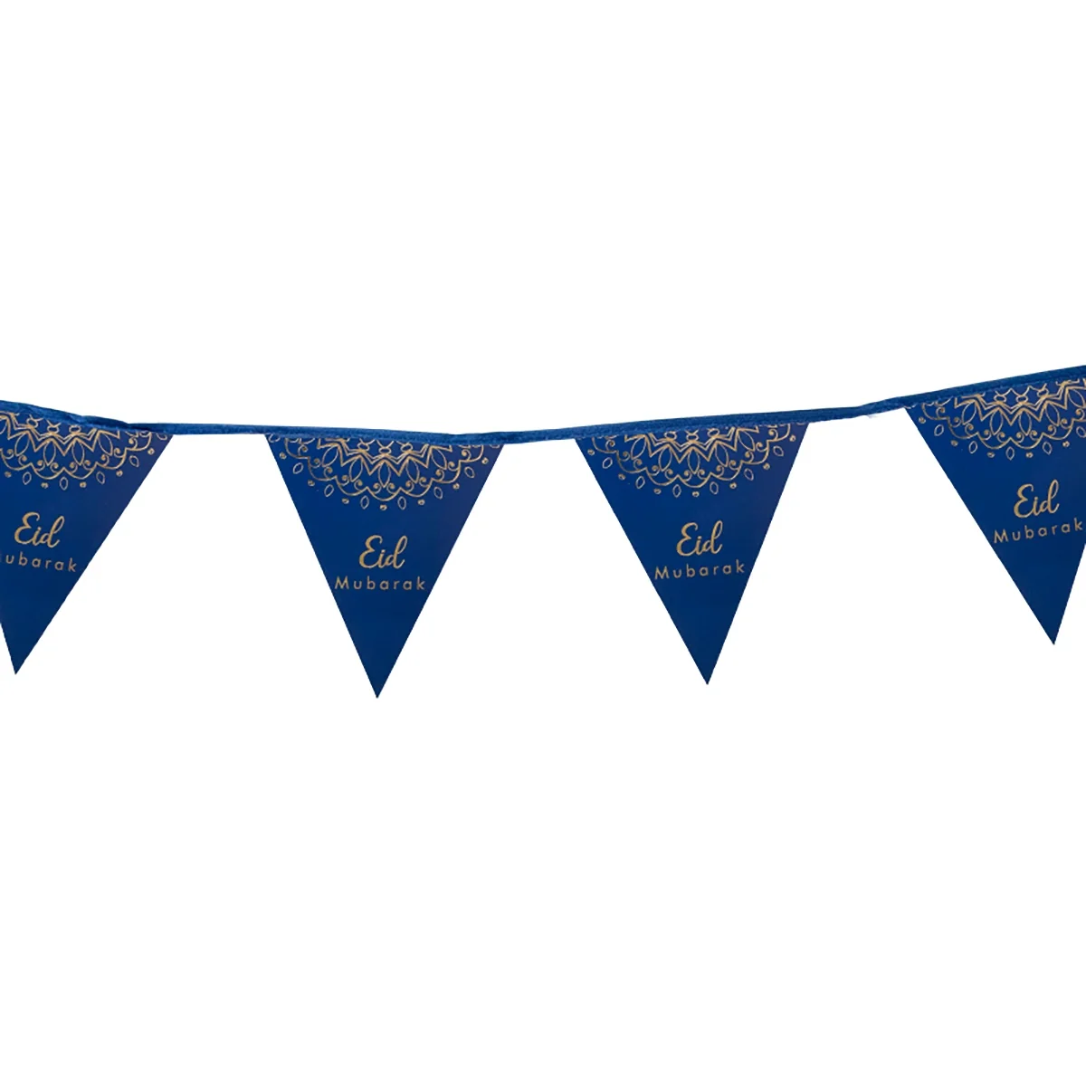 Eid Triangle Flag Bunting Blue Gold 300cm — size reference