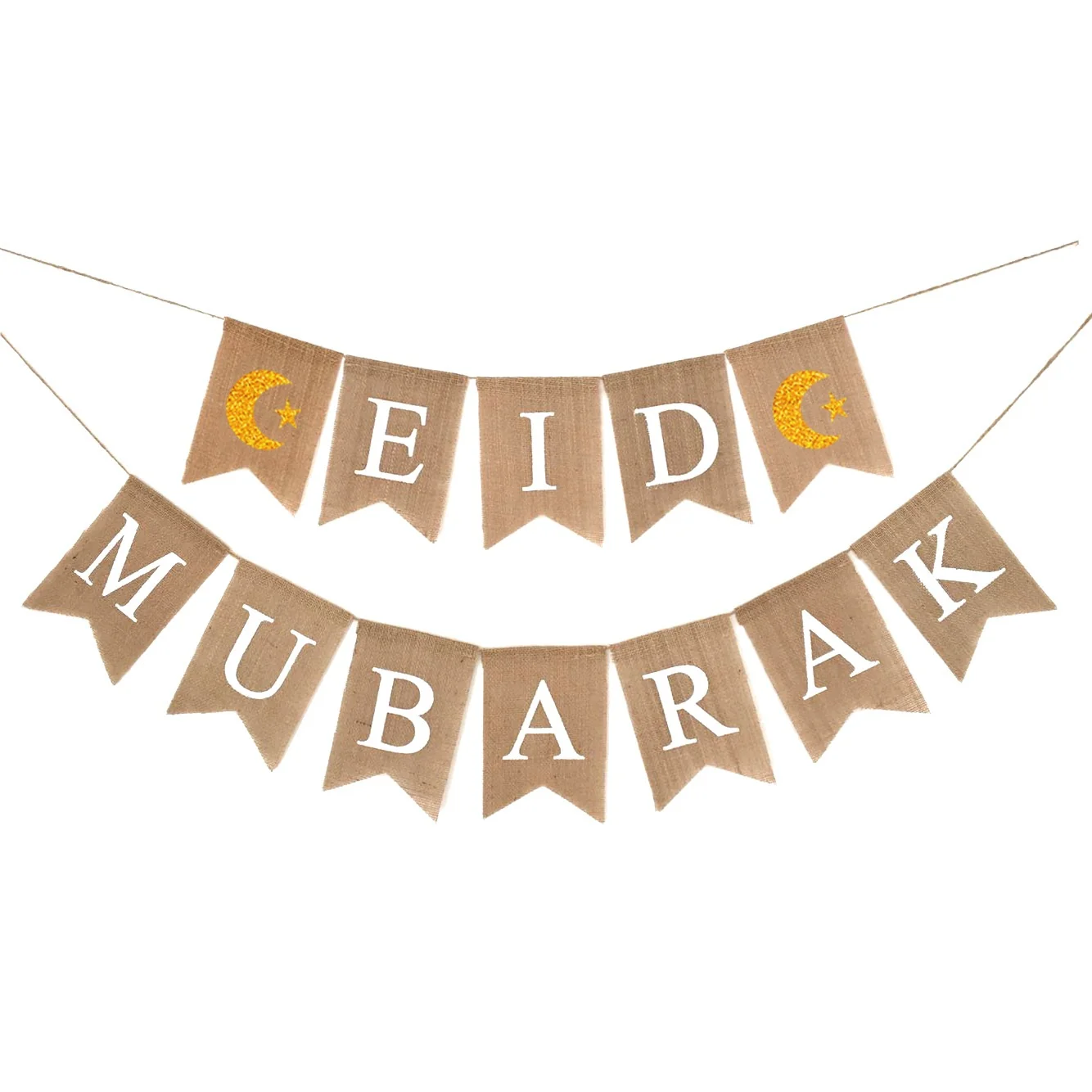 Eid Linen Lettering Bunting 300cm — front view