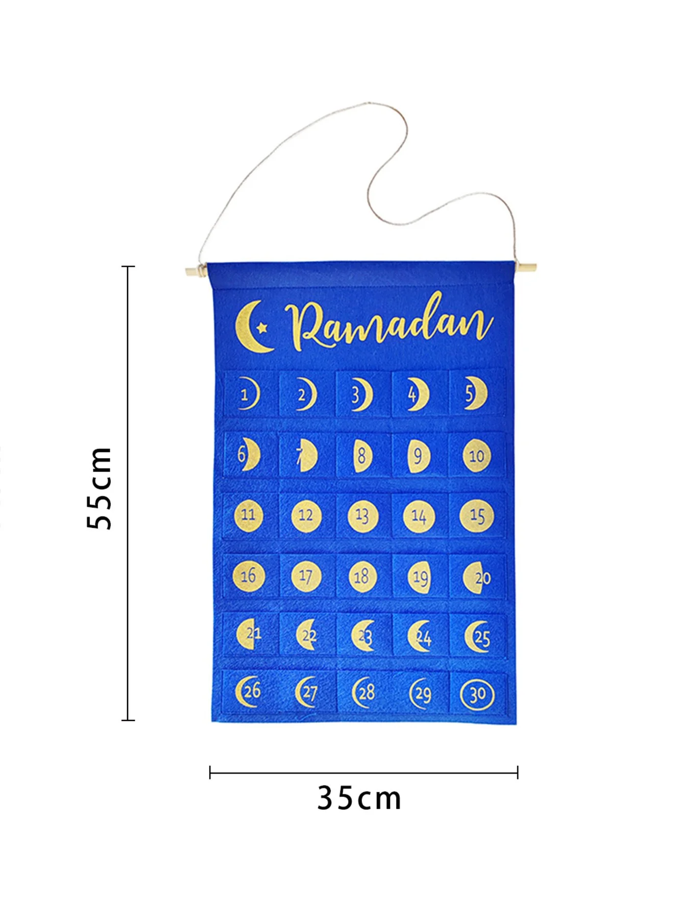 - RAMADAN Calendar blue EID calendar-blue 1pcs — size reference