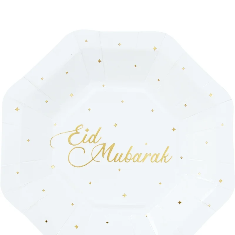 Eid Paper Plate Gold White 7inch 8ct — packaging