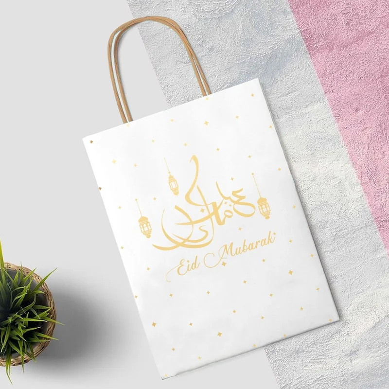 Eid Mubarak paper bags gold 1pcs — packaging