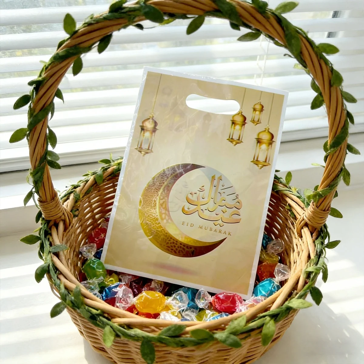 EID Mubarak Plastic Bag PE 12pcs — size reference
