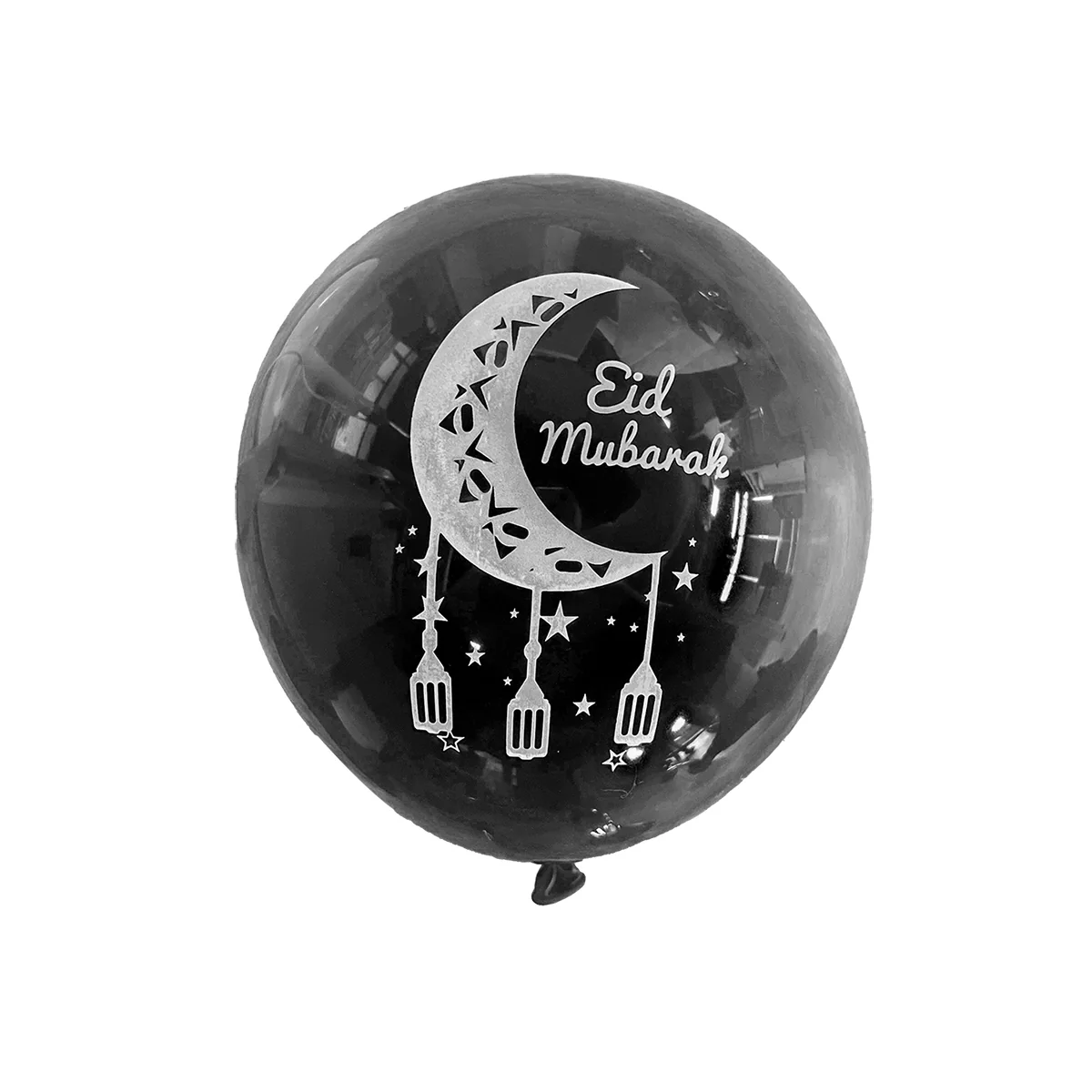 Eid Printed 12 inch Latex Balloon 8ct Black — front view