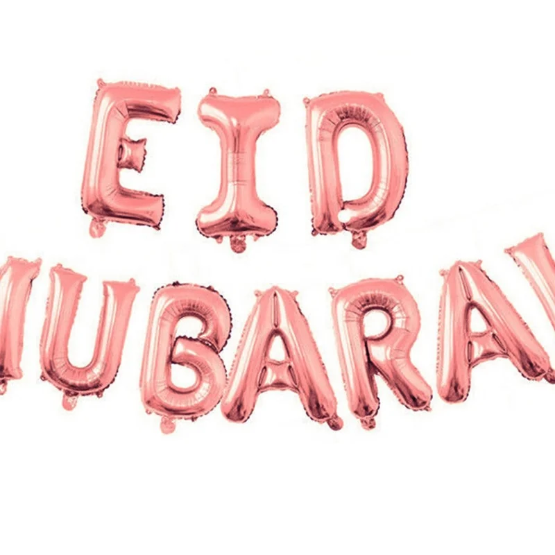 Eid Lettering Foil Balloon Garland Set 10pcs Rosegold — front view