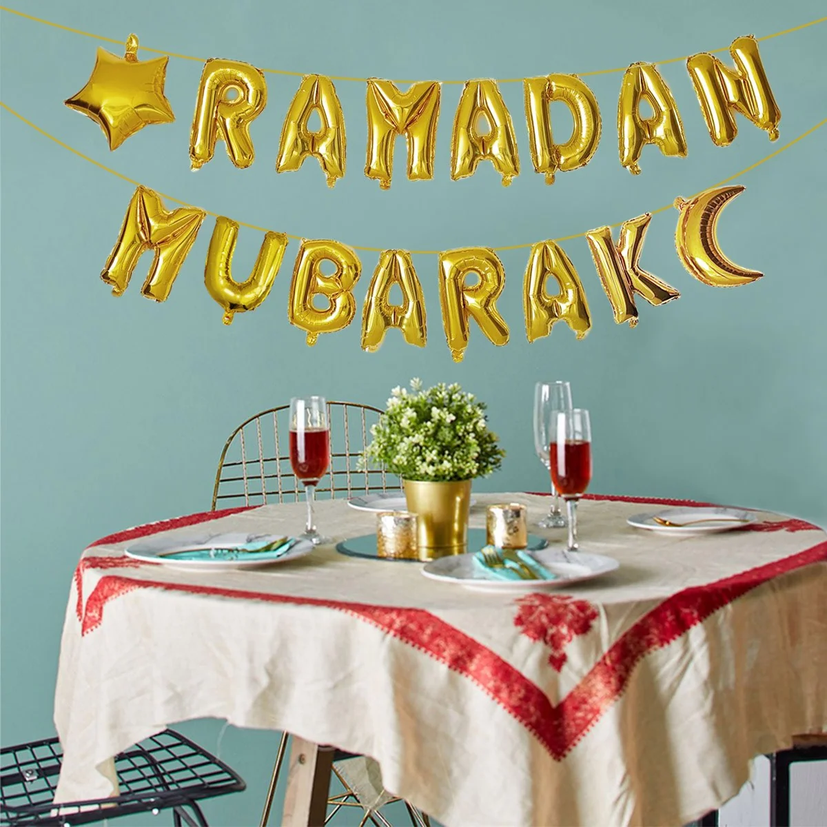Ramadan Lettering Foil Balloon Garland 16pcs — detail