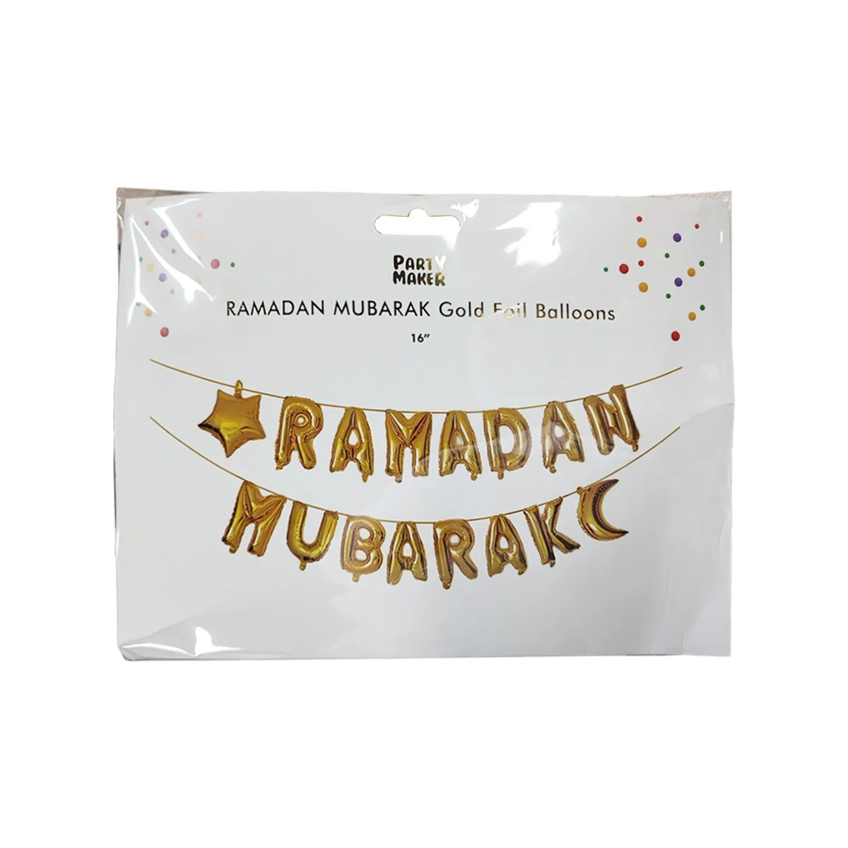 Ramadan Lettering Foil Balloon Garland 16pcs — packaging