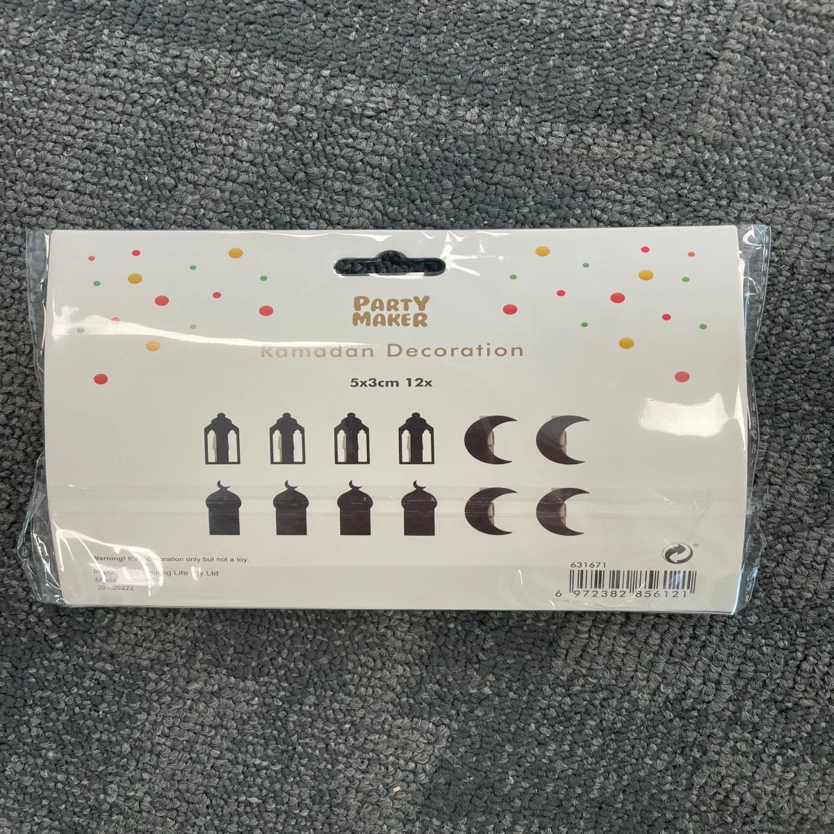 Ramadan Wood Glitter Clip 12ct Black — front view