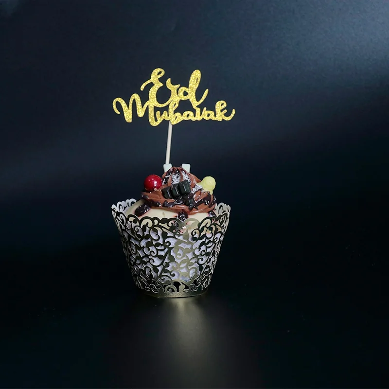 Eid Cup Cake Wrap and Topper Gold