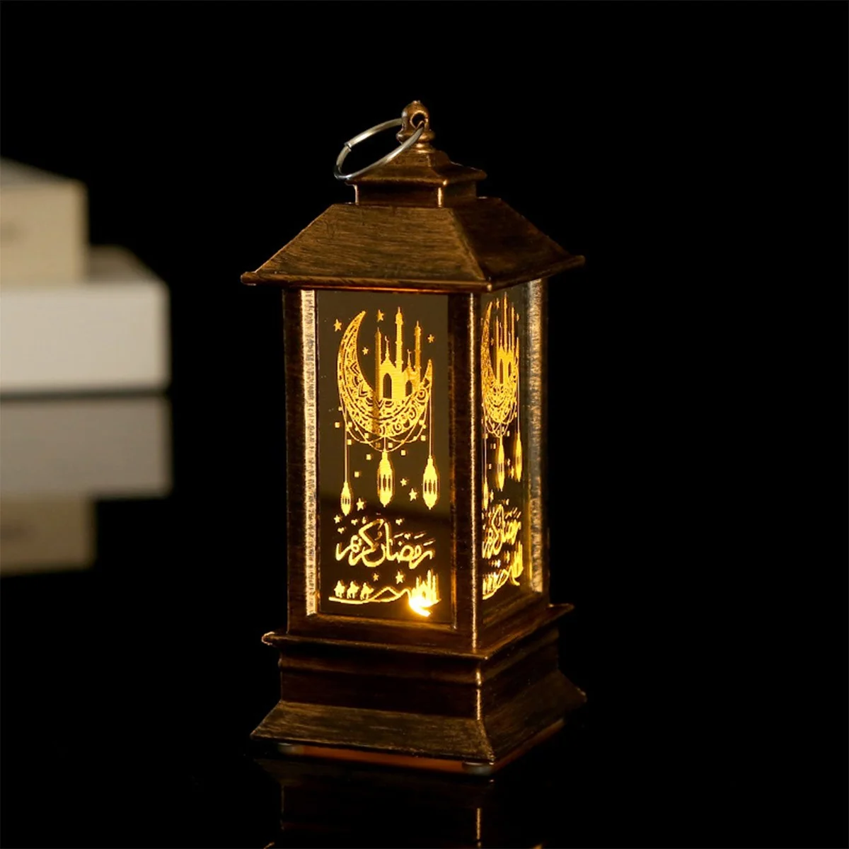 Ramadan Lantern Ornament Bronze Color — angle view