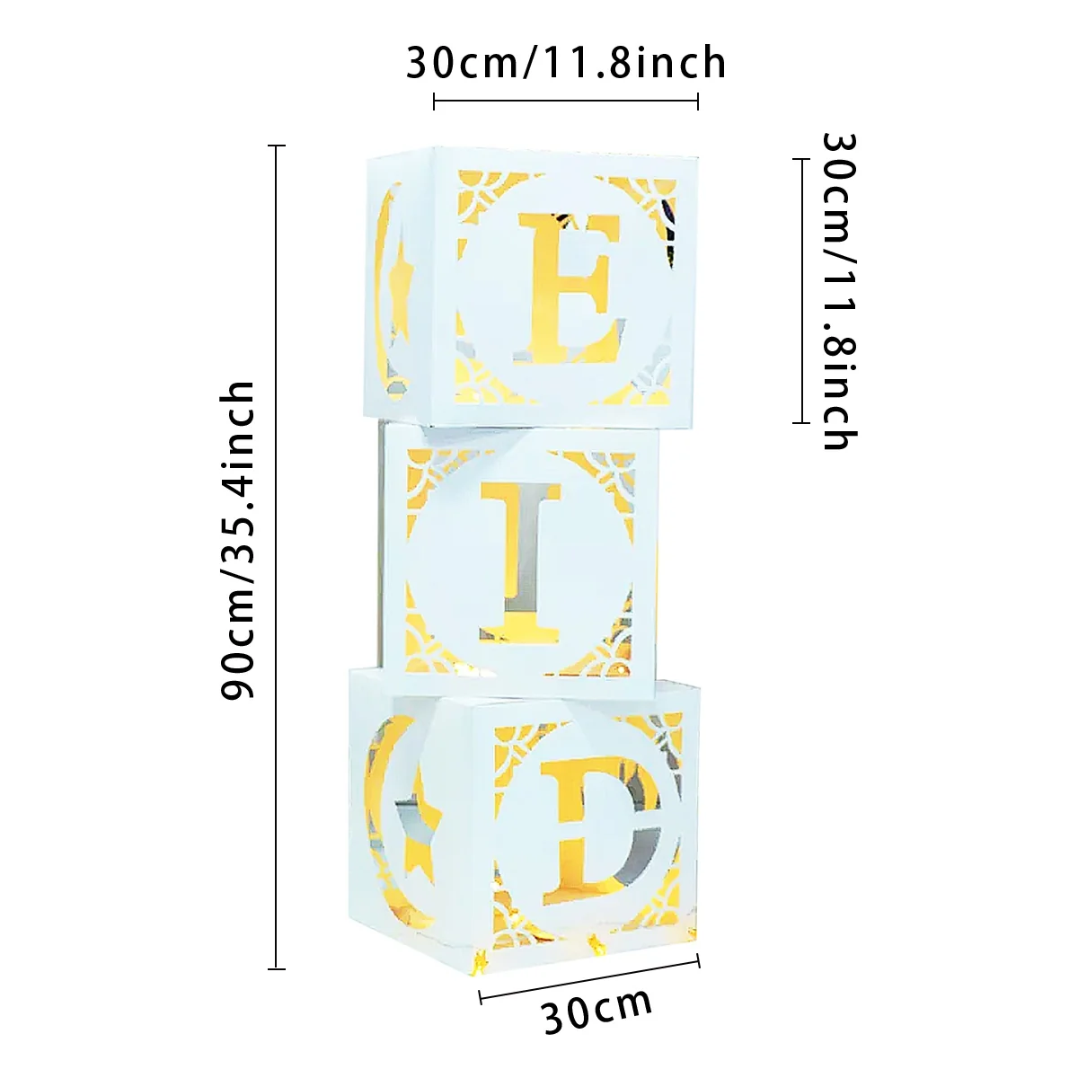 Eid Paper Box with LED light 1 set 3pcs — detail