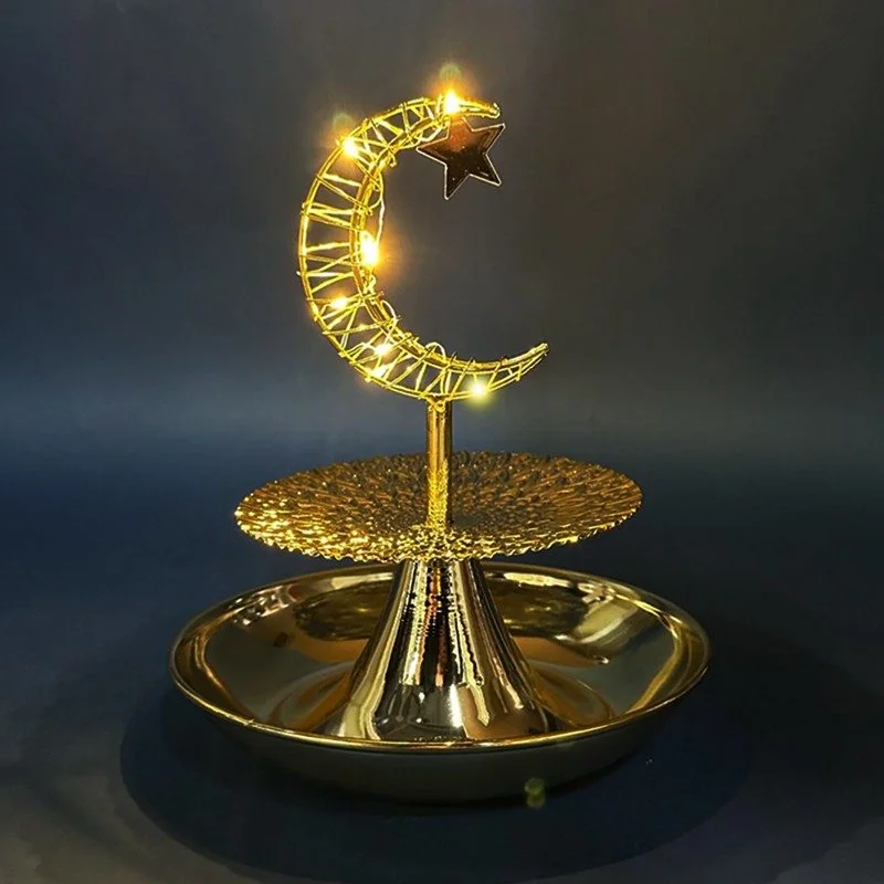 2 Tier Ramadan Serving Trays with Moon LED Light 24pcs