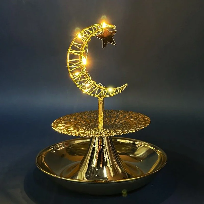 2 Tier Ramadan Serving Tray with Moon LED Light 36pcs
