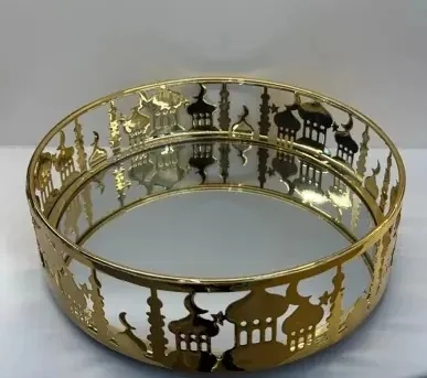 EID Golden Mirror Round Serving Tray 36pcs — front view