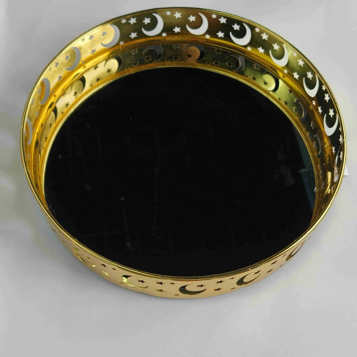 EID Golden Mirror Round Serving Tray 48pcs — front view