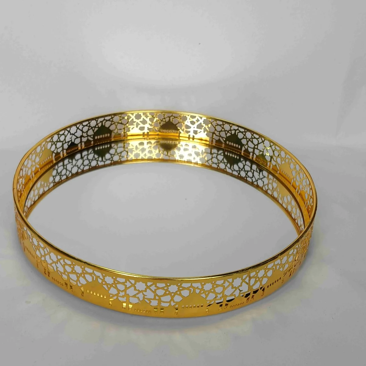 EID Golden Mirror Round Serving Tray 48pcs — front view