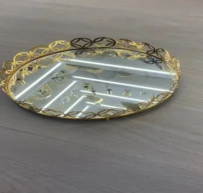 EID Golden Mirror Round Serving Tray 48pcs — front view