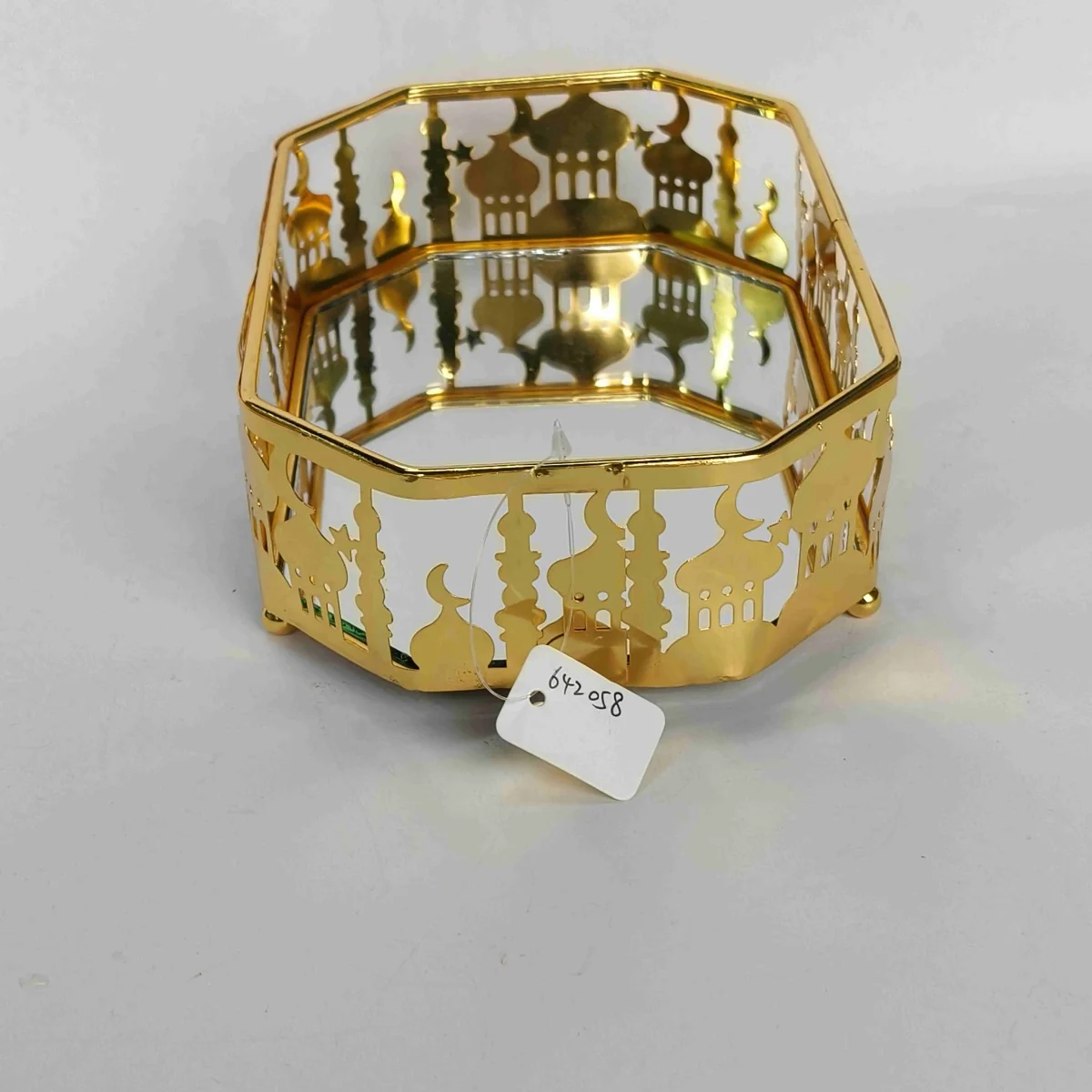 EID Golden Mirror Rectangle Serving Tray 60pcs — detail