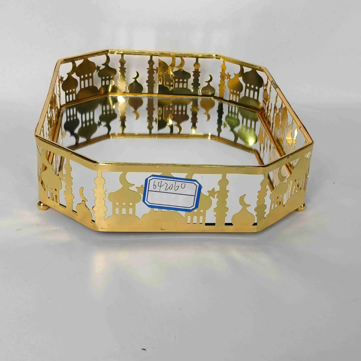EID Golden Mirror Rectangle Serving Tray 48pcs