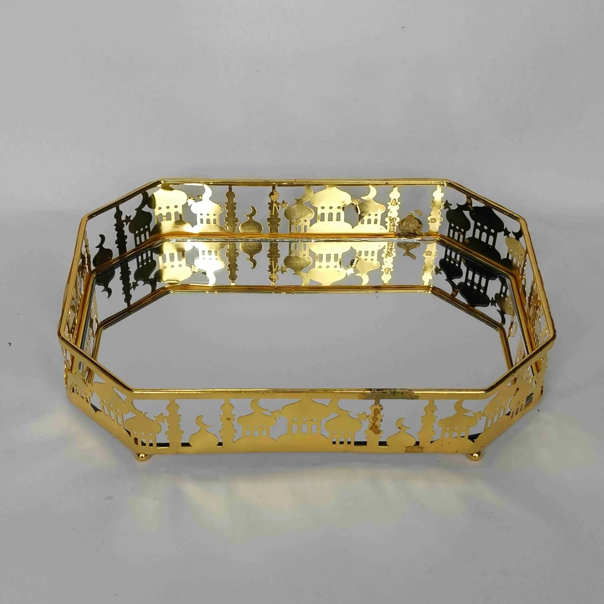 EID Golden Mirror Rectangle Serving Tray 48pcs — size reference