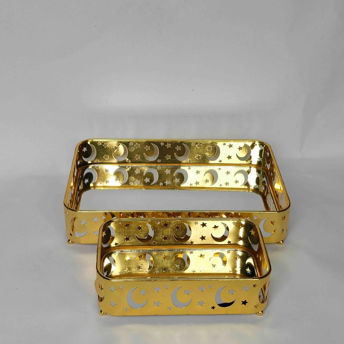 EID Golden Mirror Rectangle Serving Tray 60pcs