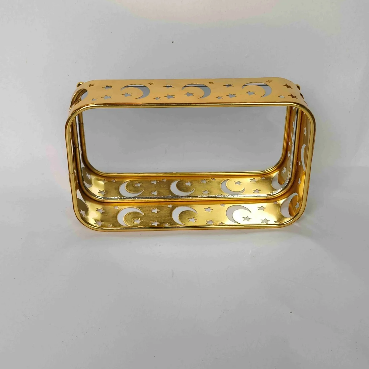 EID Golden Mirror Rectangle Serving Tray 48pcs — angle view