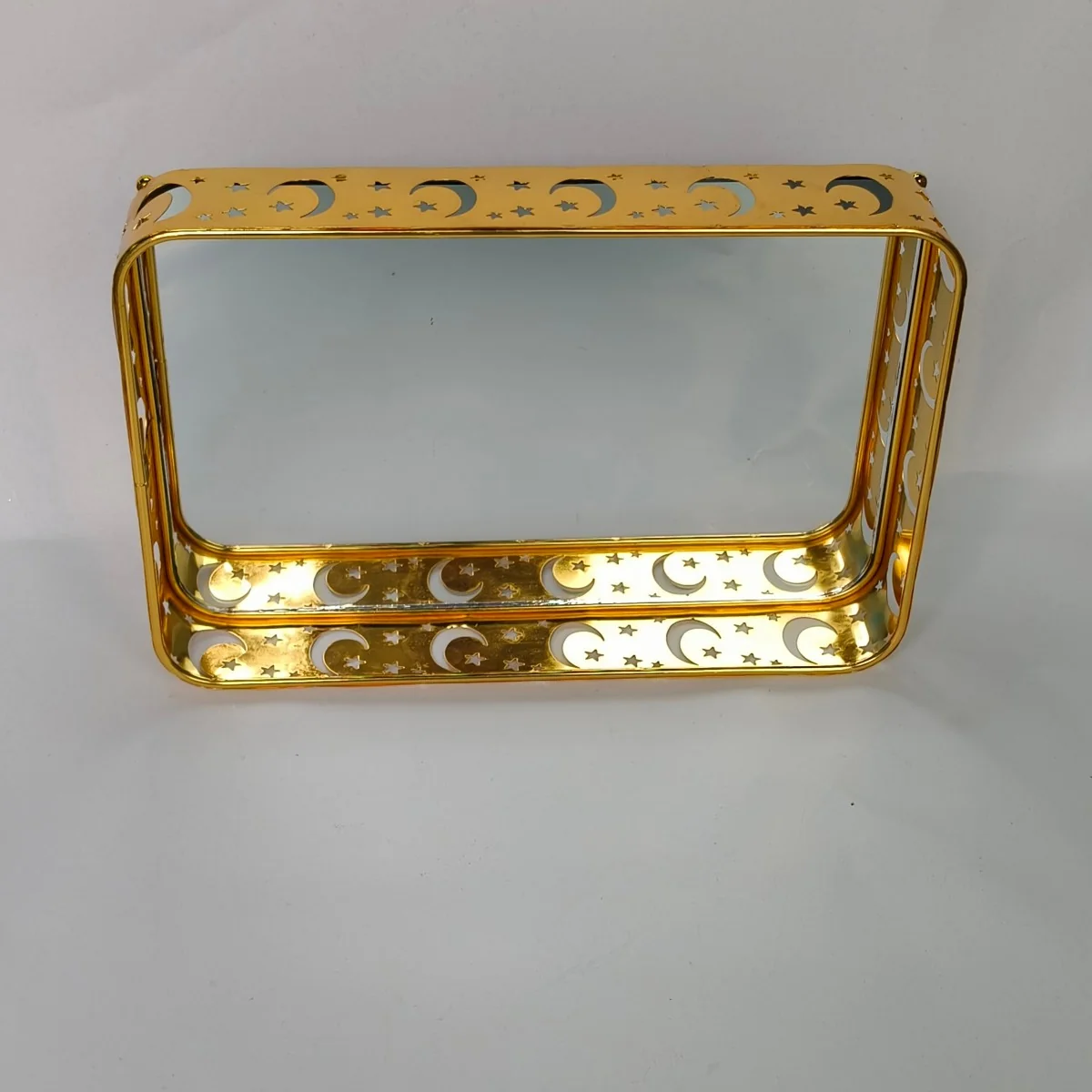 EID Golden Mirror Rectangle Serving Tray 48pcs — front view