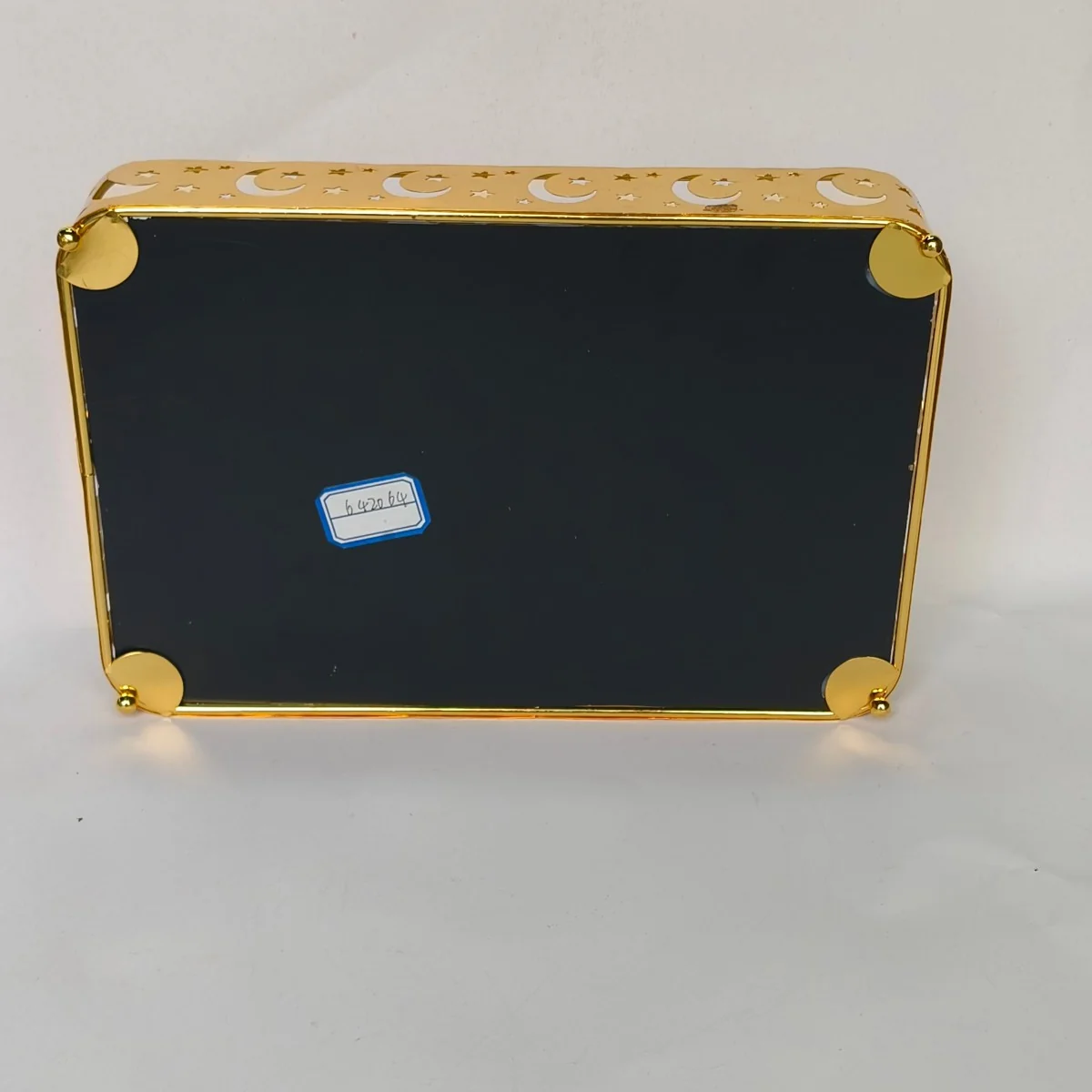 EID Golden Mirror Rectangle Serving Tray 36pcs — front view