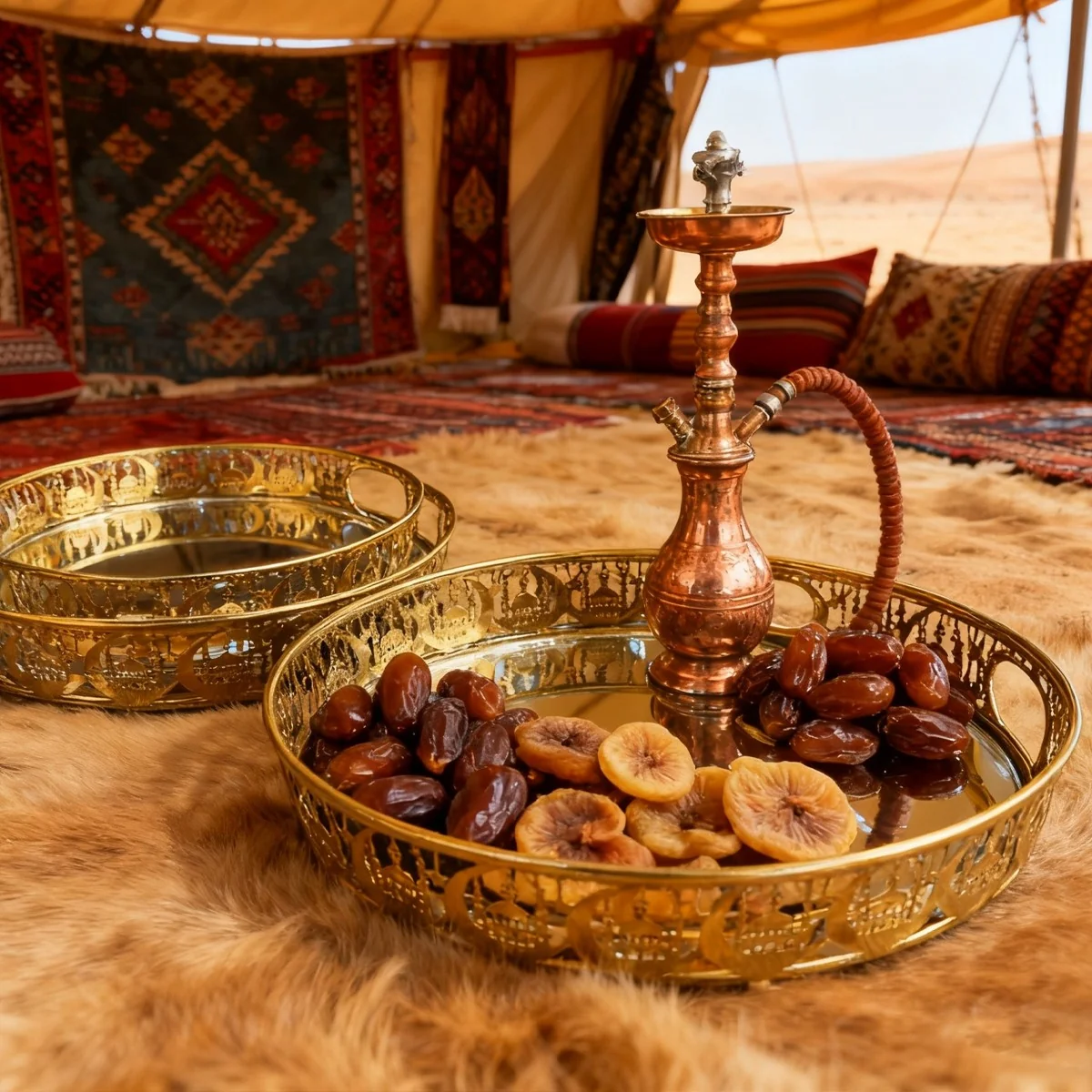 2PCS Eid Round Serving Tray Set, round tray — front view