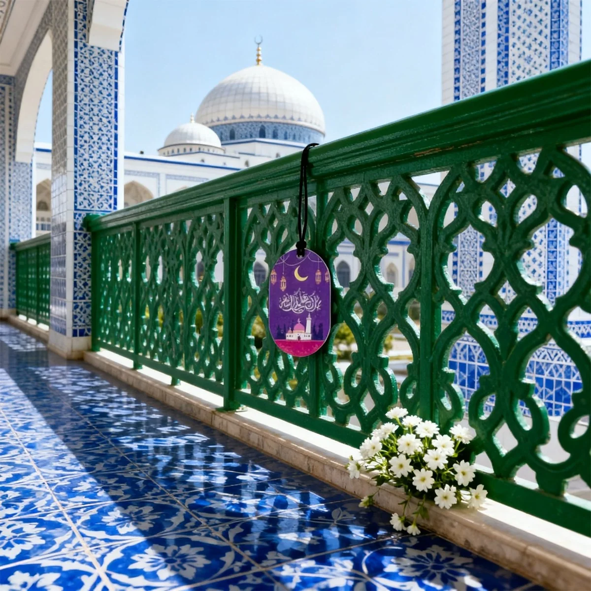 Ramadan Hanging Decoration purple hanging sign — front view