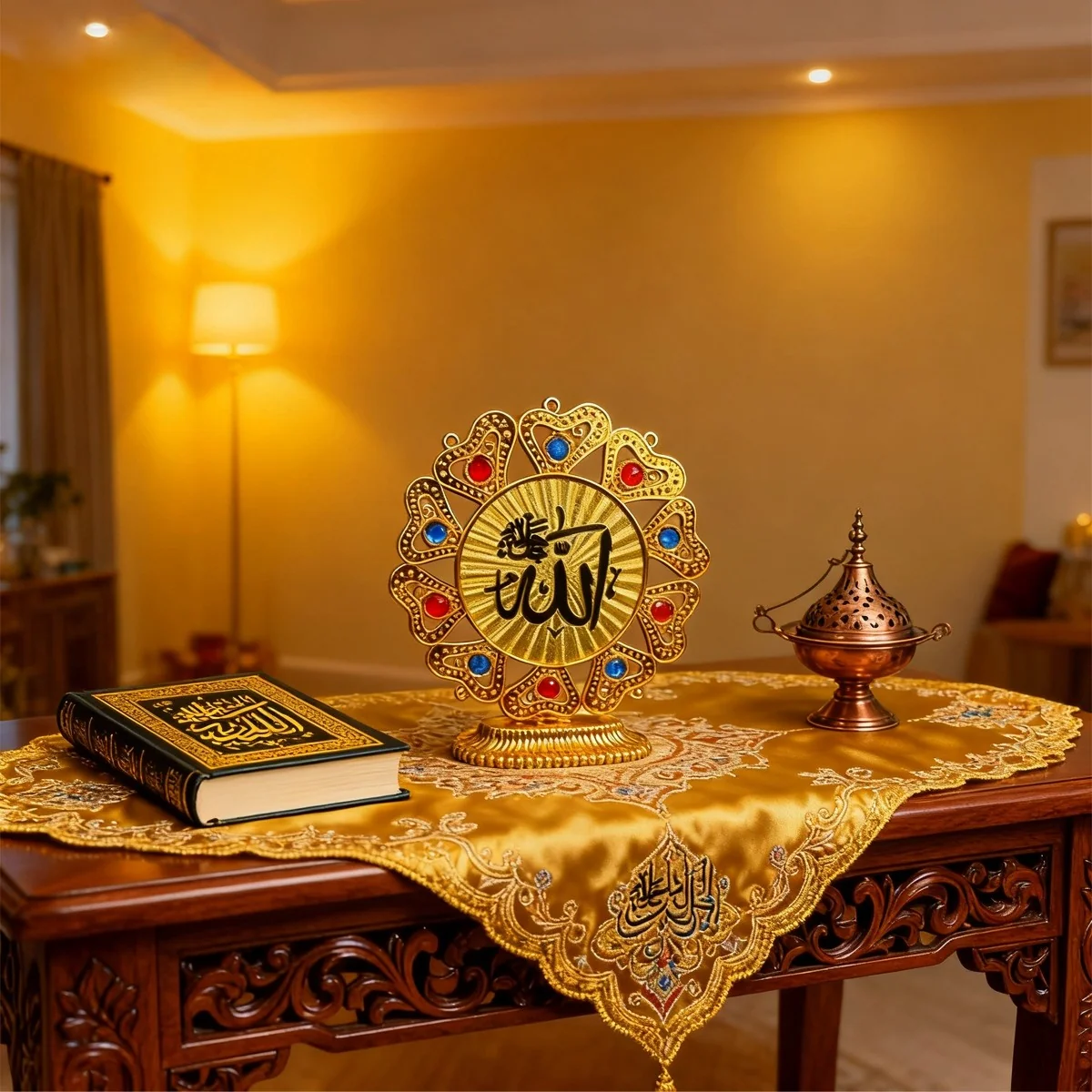 Islamic Gold Tabletop Ornament Ramadan deco — front view