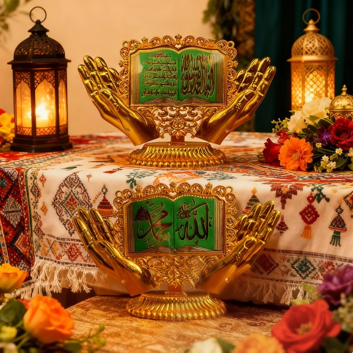 Islamic Gold Tabletop Ornament Ramadan deco — front view