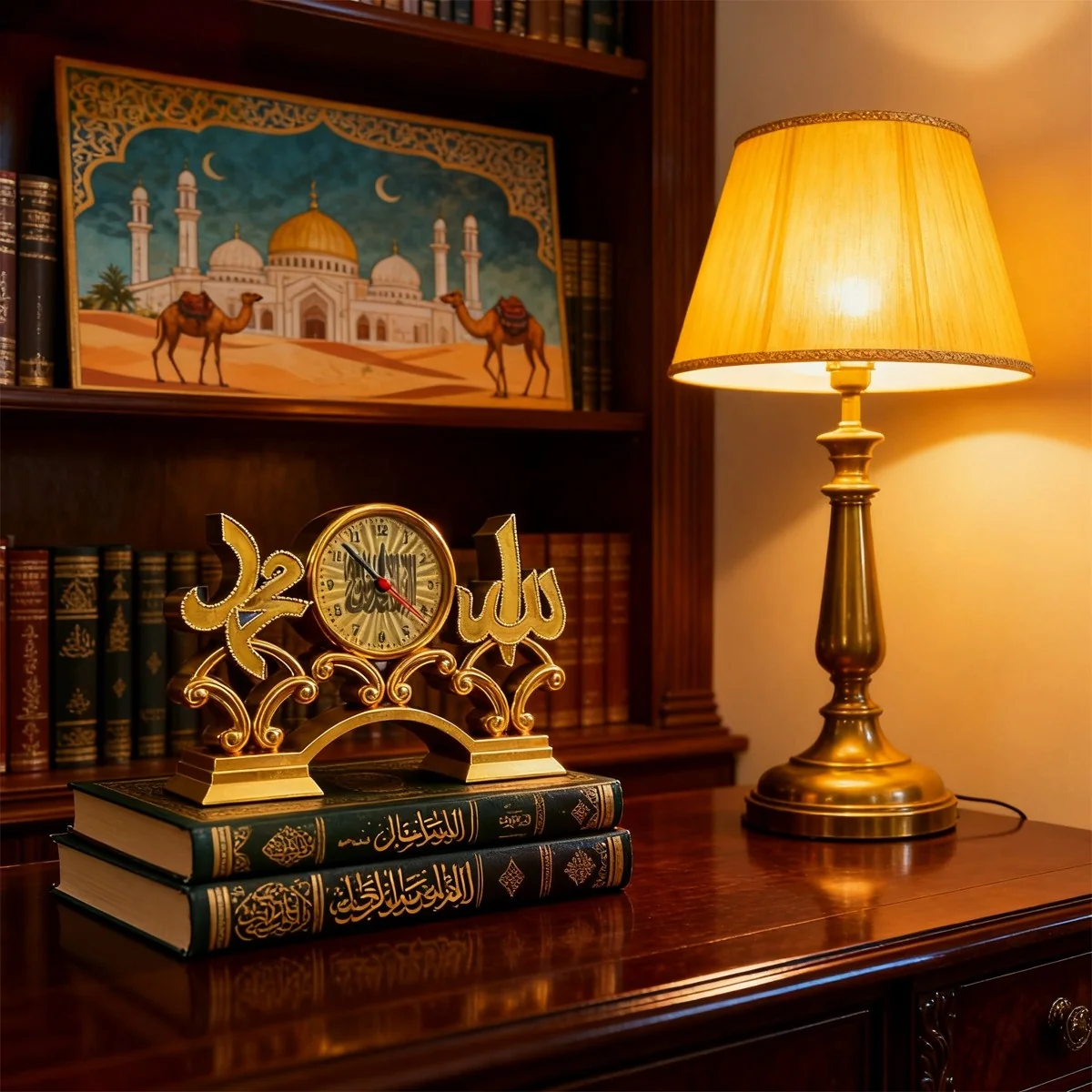 Islamic Gold Tabletop Ornament Ramadan Deco — front view