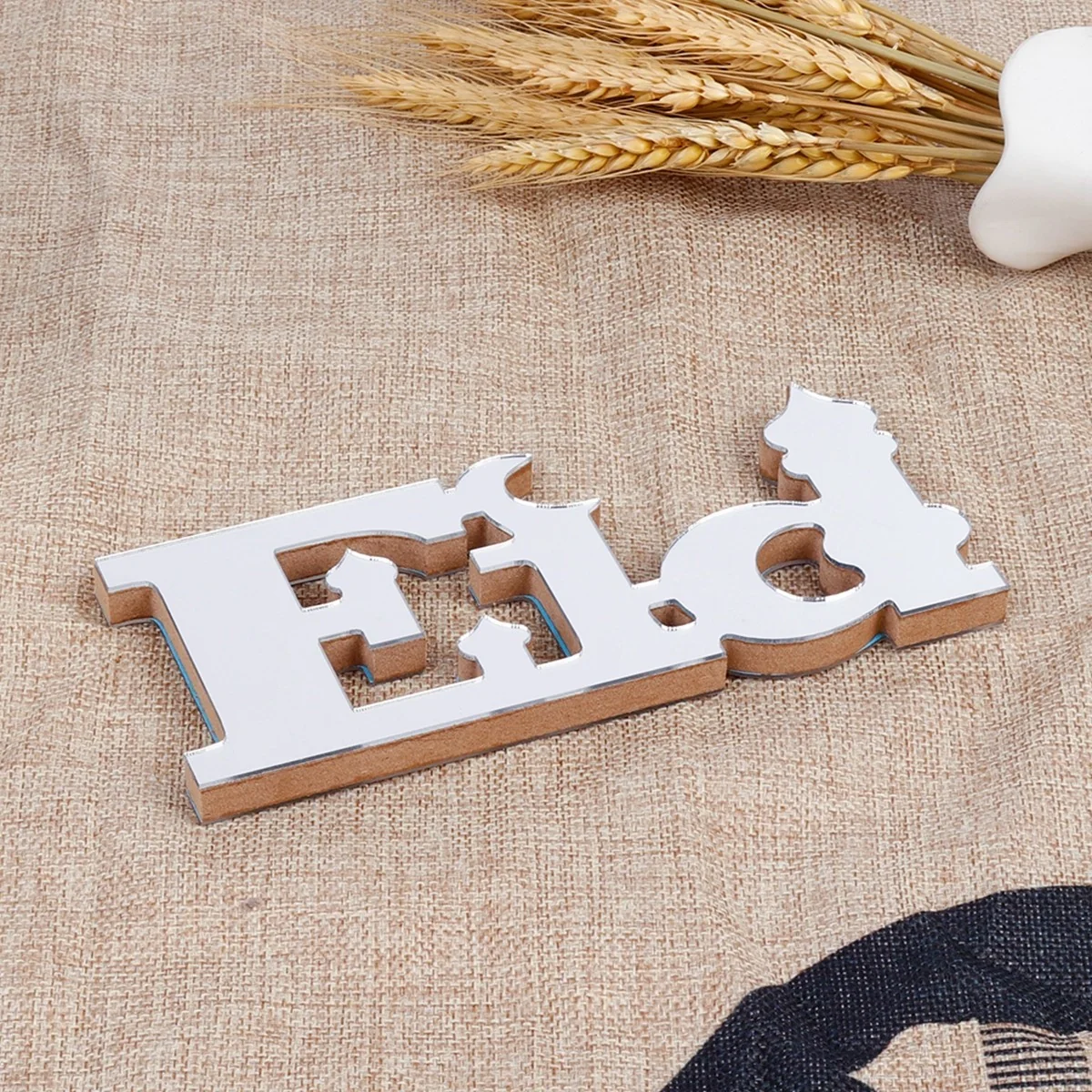 Wood Lettering Ornament Eid Silver — front view