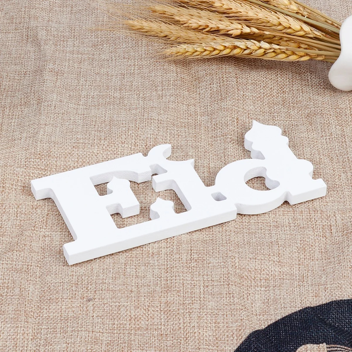 Wood Lettering Ornament Eid White — front view