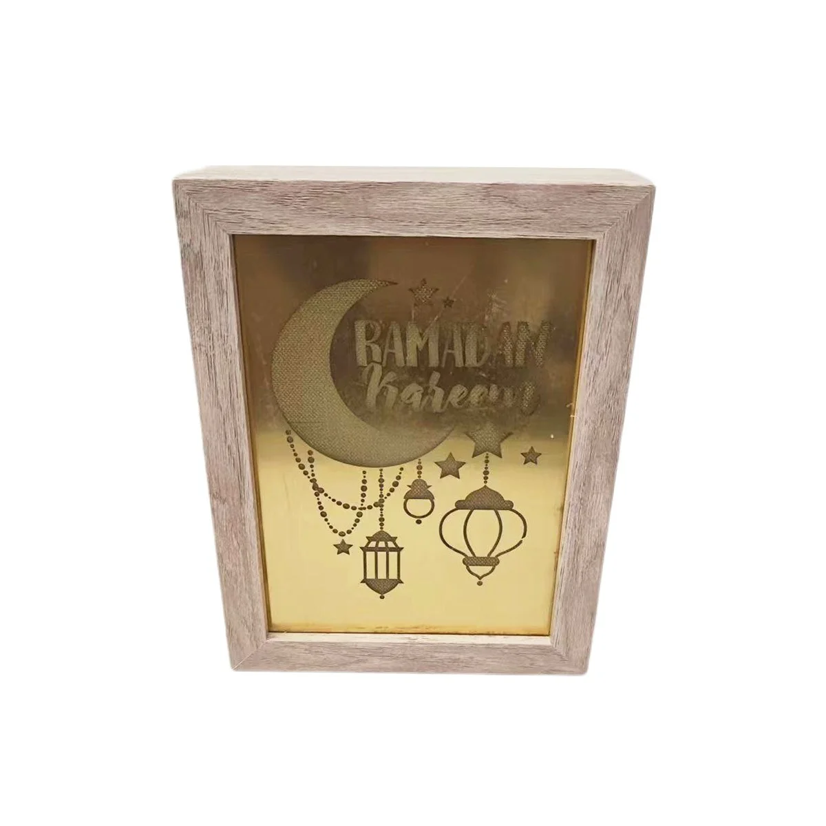 Ramadan Light Box Ornament Gold LED 1pcs — angle view