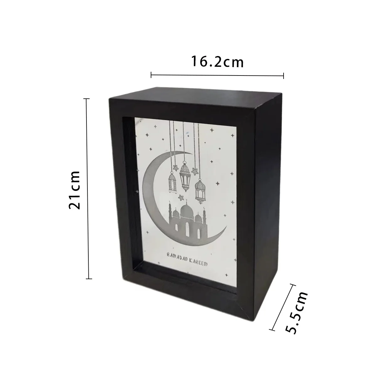 Ramadan Light Box Ornament Black — front view