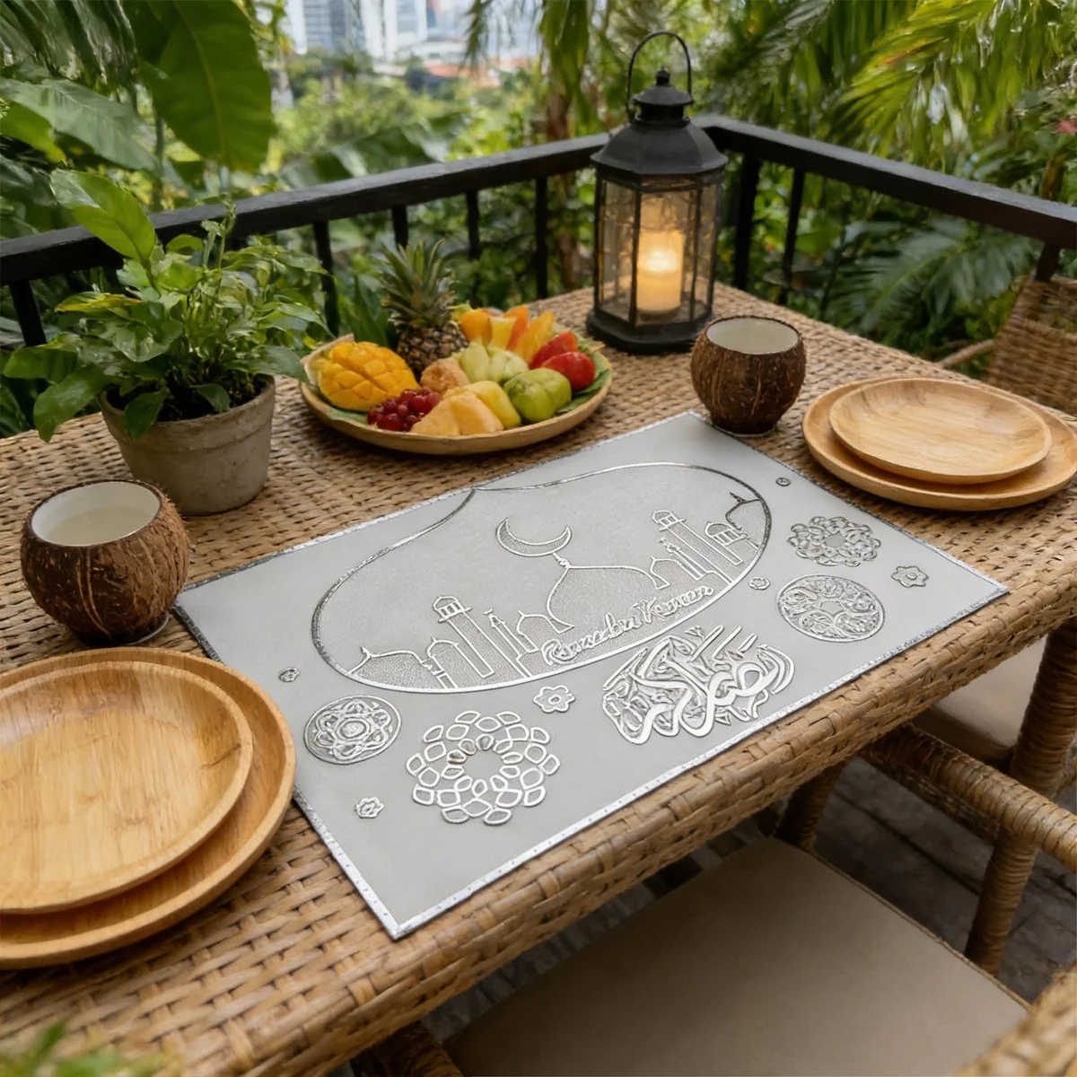 Ramadan Kareem Placemat gold silver placemat — front view
