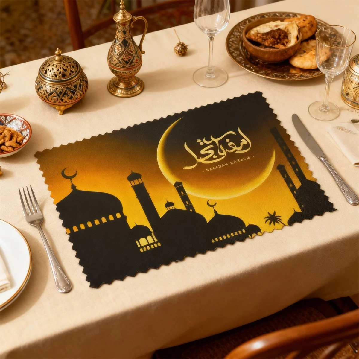 Ramadan Kareem Placemat linen placemat — front view