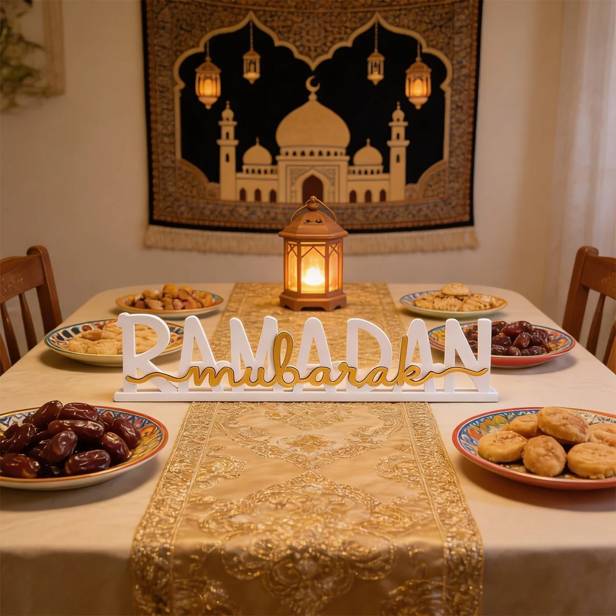 Ramadan Mubarak Wooden Decoration 1pcs — front view