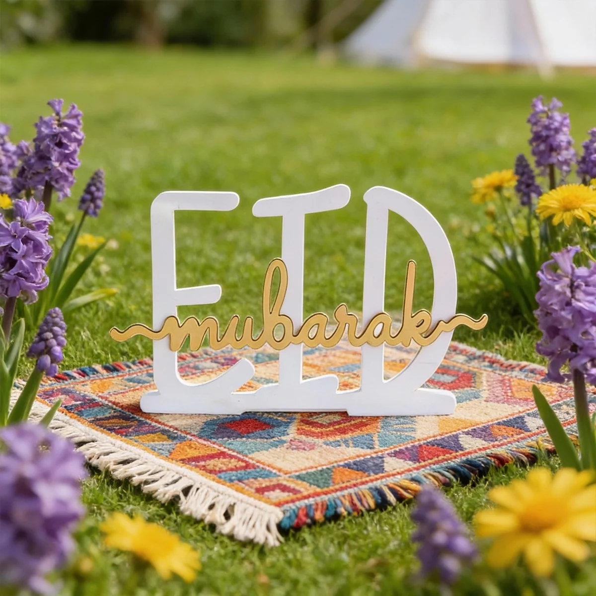 EID Mubarak Wooden Decoration 1pcs — front view