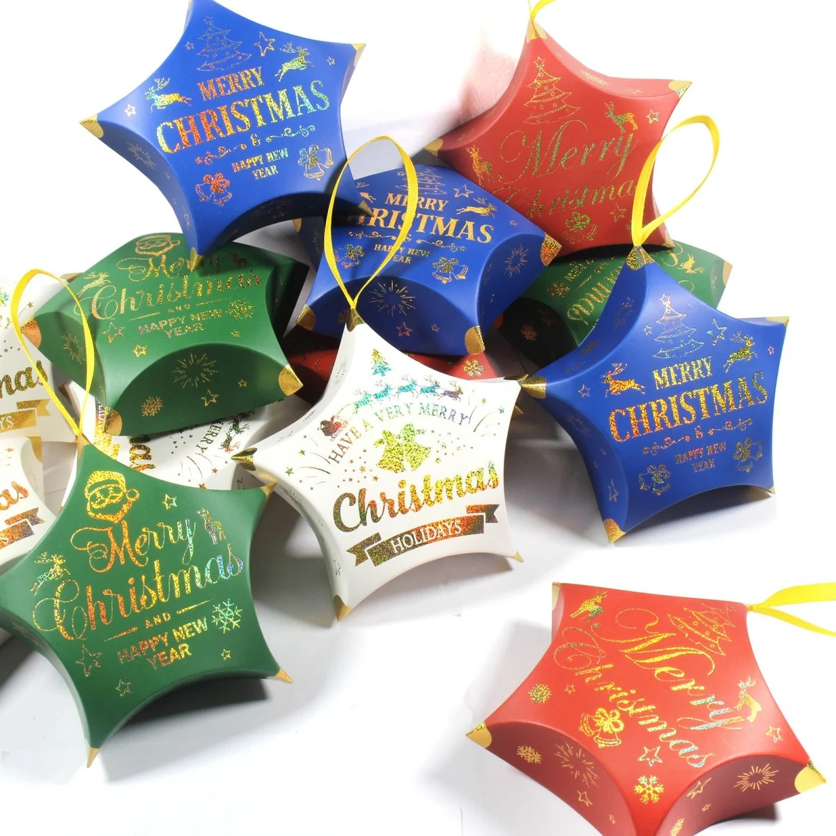 Eid Star Shape gift box includes Ribbon 6ct — angle view