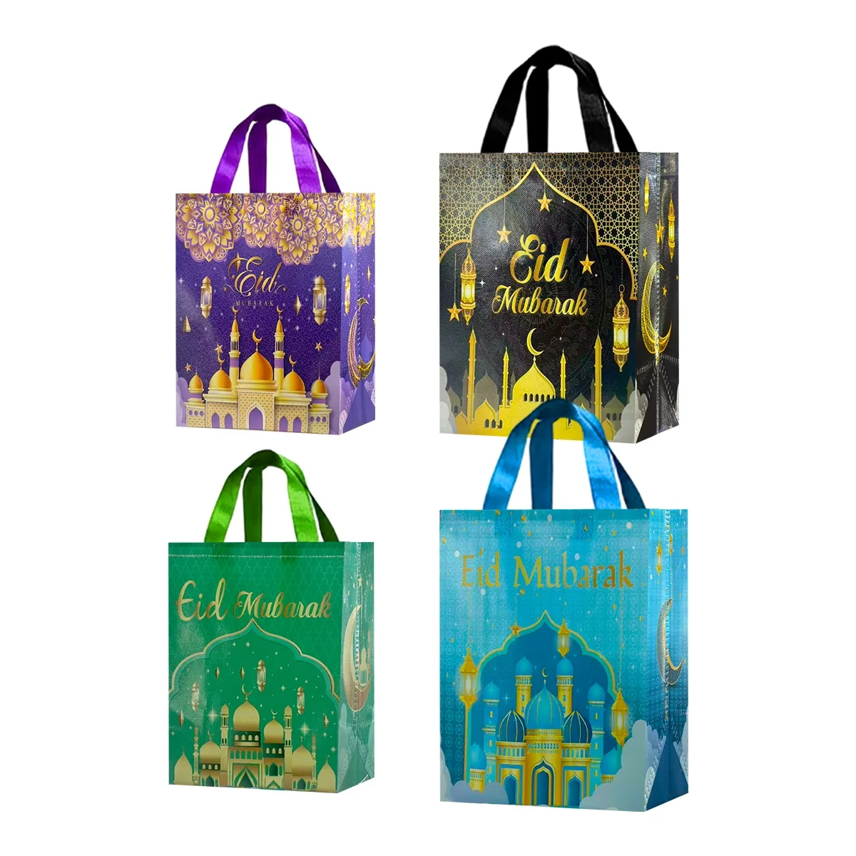 Ramadan gift bag - 4 pieces
Black large + Blue large + Green small + Purple small — packaging