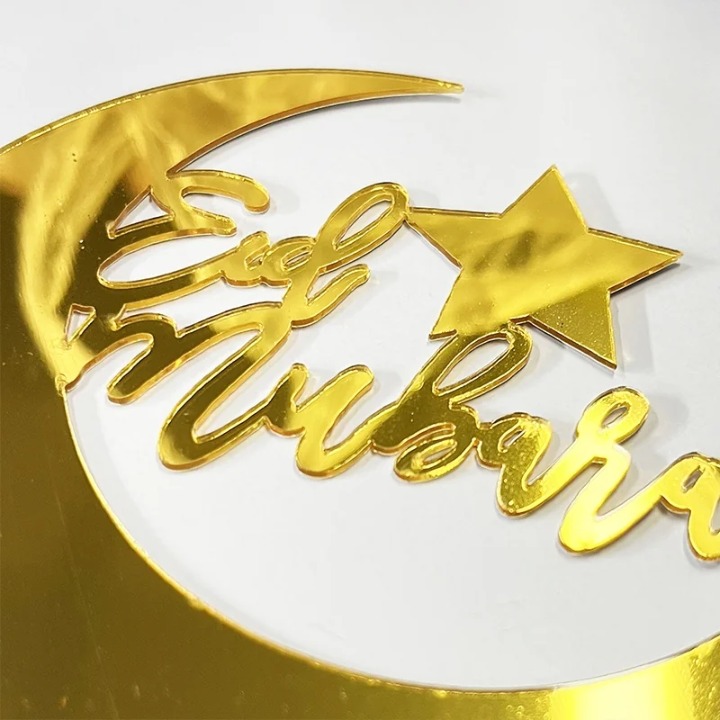 Eid Acrylic Cake Topper
Gold colour — angle view