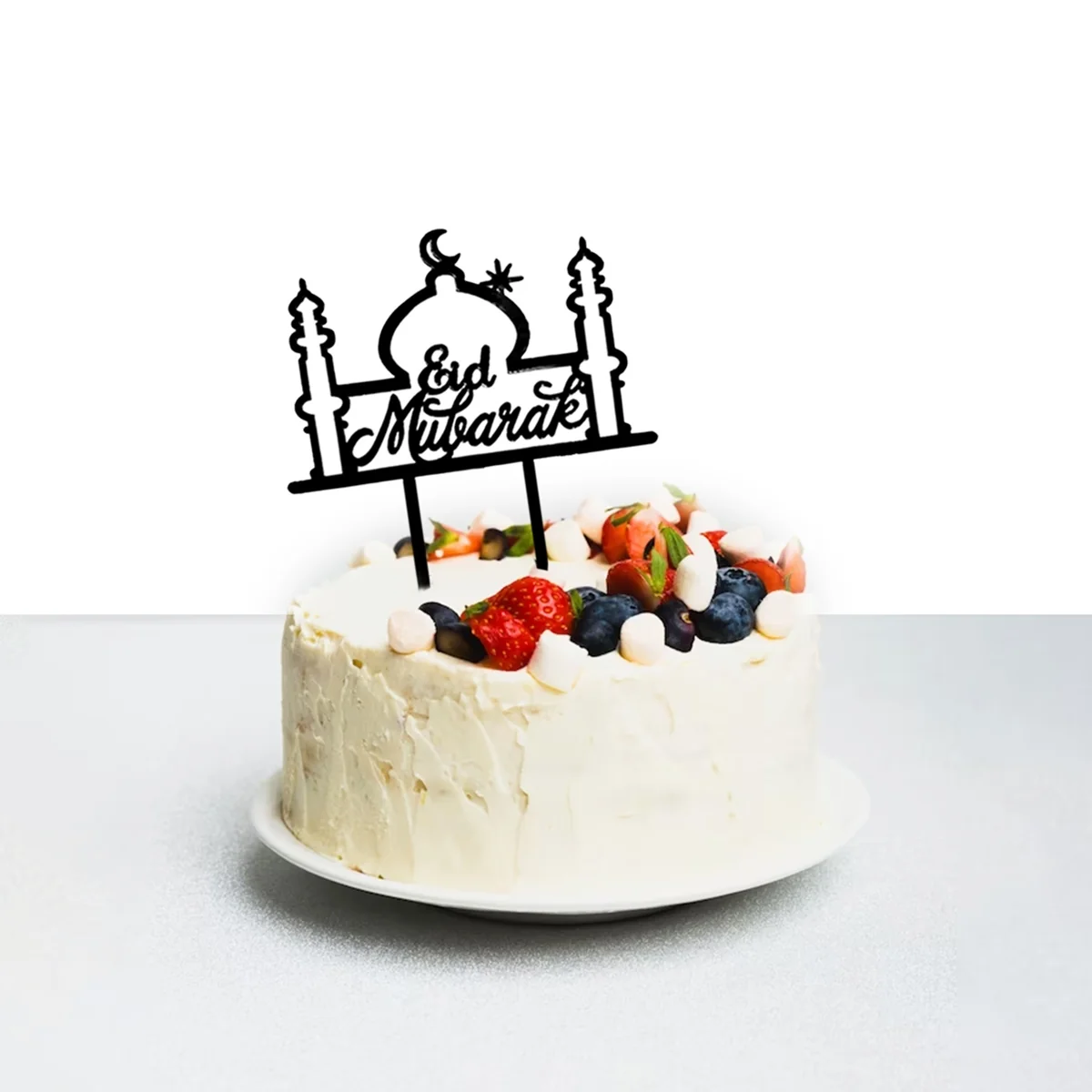 Eid Mubarak Cake Pick Black colour 1pcs — angle view